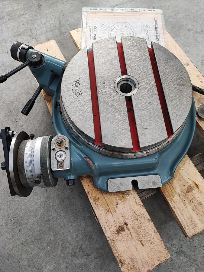 Usato COS-PAR tavola girevole manuale diam.320mm, completa di dischi forati e manuale