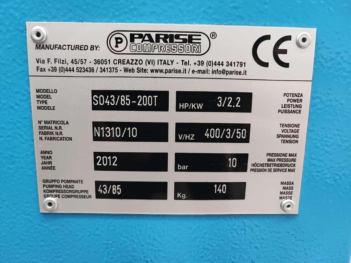 Usato Compressore a pistoni silenziato su serbatoio PARISE S0 43/85-200M
