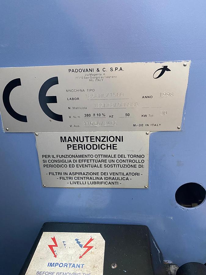 Usato Tornio CNC a 2 assi PADOVANI LABOR 185 CNC | CNC Fanuc