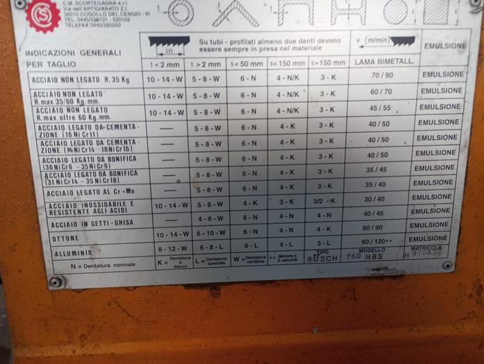 Usato Segatrice RUSCH HBS 260