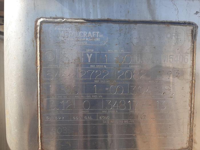 Used 550 Gallon Stainless Steel Liquid Storage Totes (9) #S744860