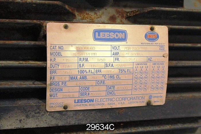 Used Leeson N254T17FB1B 15 HP AC Motor #29634