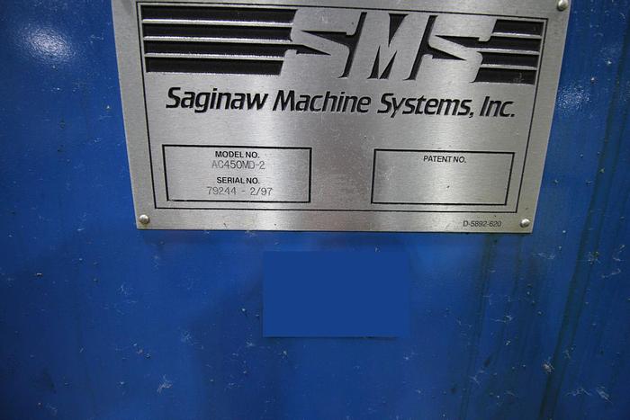 Used SAGINAW MACHINE SYSTEMS AC450MD-2 TWIN SPINDLE VERTICAL CNC LATHE