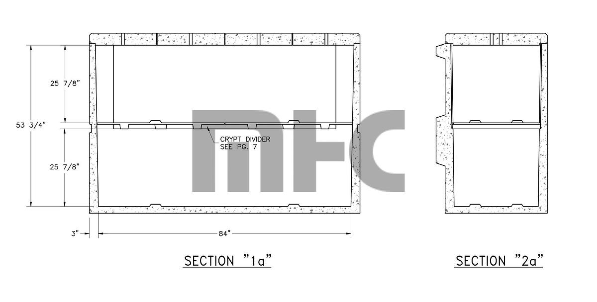 Used 2009 Arcadian Memorial Precast Concrete Double Depth Lawn Crypt/Burial Vault Form