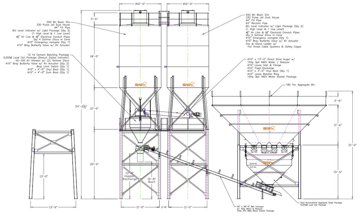 Used 2026 Belgrade 4 Compartment Stationary Concrete Batch Plant