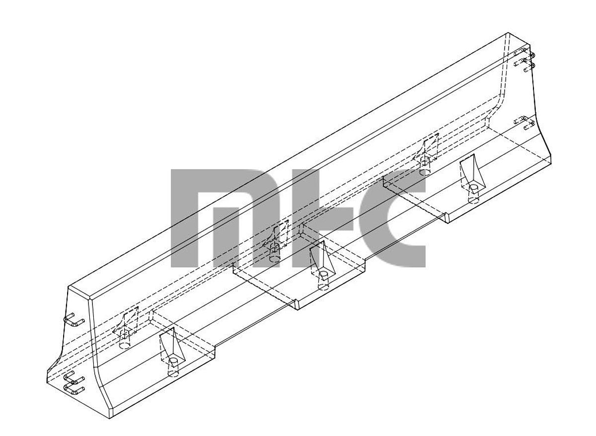 Used Precast Concrete Dual Cavity Jersey Barrier Forms - K Type FDOT