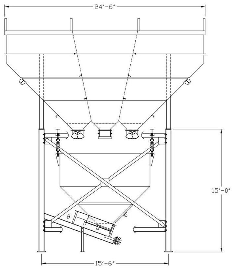 2026 Three Compartment Overhead Aggregate Bins