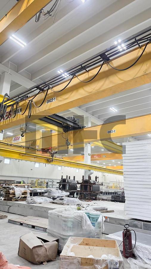 Used 2017 Kone 15 Ton Double Girder Overhead Crane with Boss Remote Control Operation