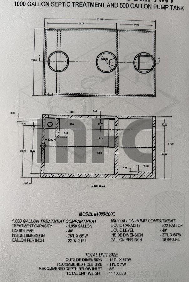 Used Norwalk Precast Concrete Septic Tank Forms (2500 gal, 1600 gal, 1500 gal, & 1000 gal)