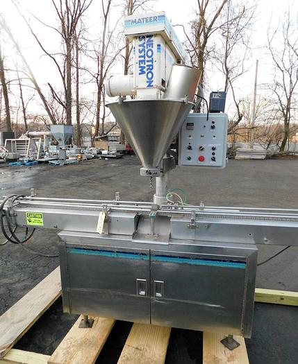 Used MATEER "NEOTRON" AUTOMATIC POWDER FILLER - MODEL 33A WITH CONVEYOR (#9865)