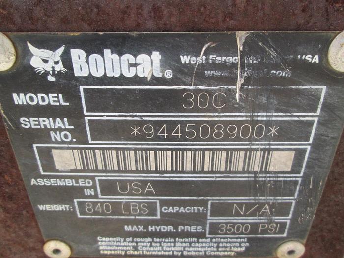 Used Bobcat Brand Skid Steer Auger Attachment