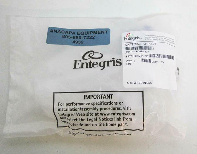 Entegris 421-42-21 Nitrogen Spray Gun, 1/4" NPT Blue, 75psi NEW (4932)R