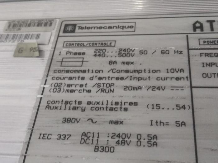 Used Softstarter Altistart 3, ATS23.C10N, Telemechanique, 400V 55KW