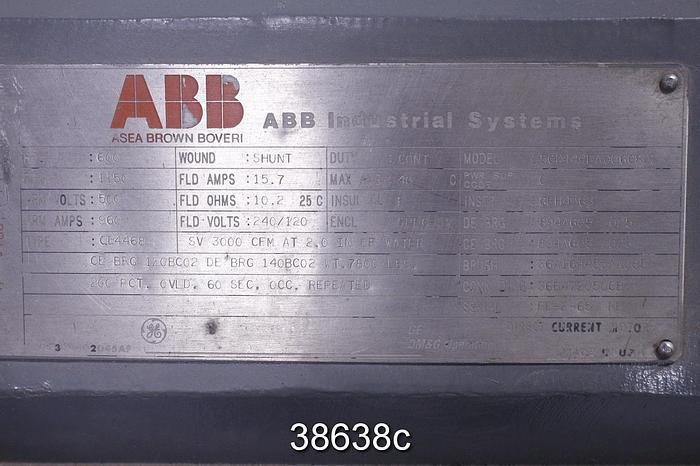 Used ABB 5CD444LA0060802 Dc Motor, 600 Hp, 1150 Rpm, 500 Arm Volt #38638