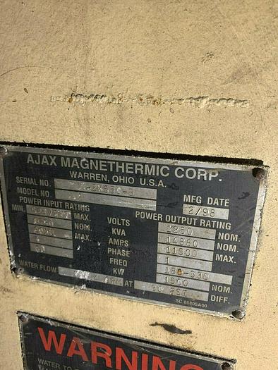 Used 1500-KW, 3-Ton Ajax Magnethermic Coreless Furnace