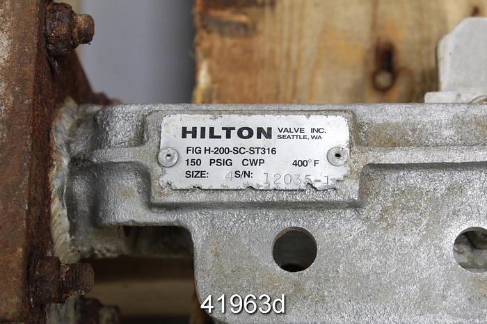 Used Hilton 4" Air Operated Knife Gate Valve #41963