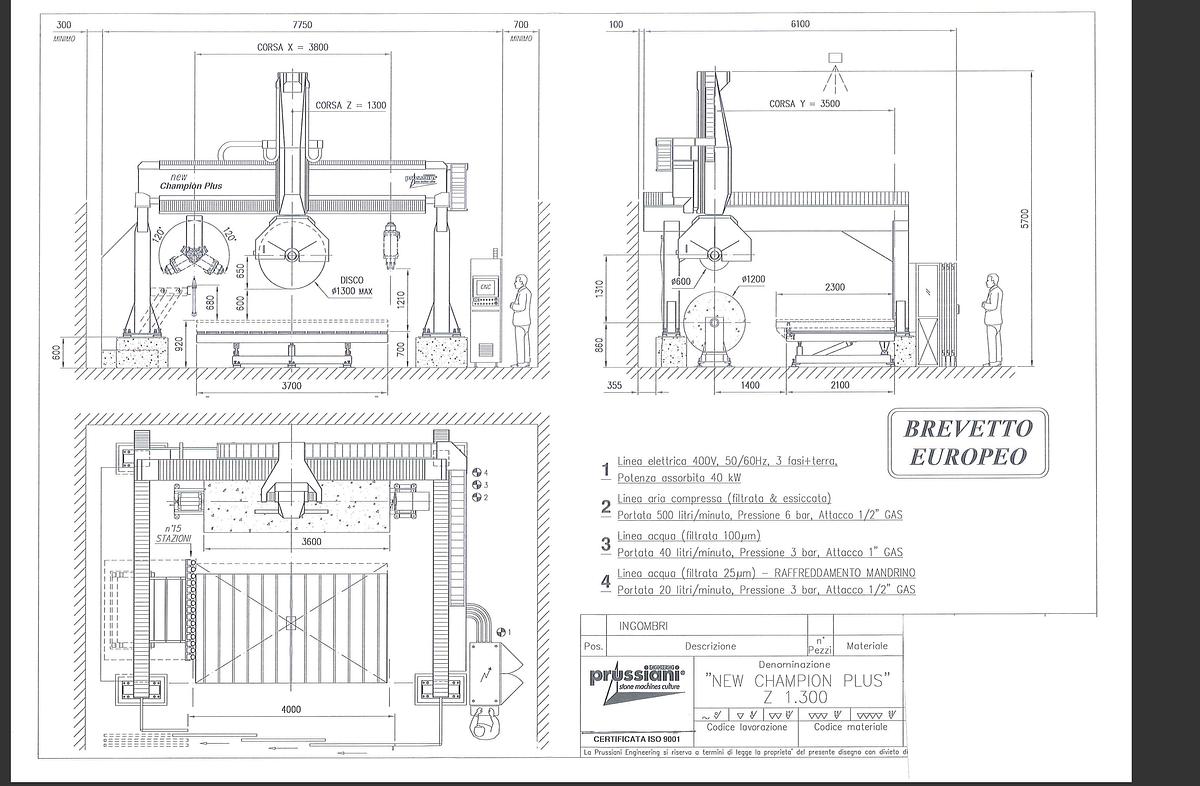 Usato FRESA PRUSSIANI NEW CHAMPION PLUS 1300 CON TORNIO E BANCO RIBALTABILE