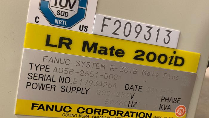 FANUC LR MATE 200ID/7C CLEAN ROOM 6 AXIS ROBOT WITH R30IB MATE PLUS CONTROL