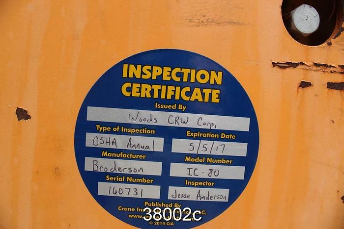 Used Broderson IC-80 Carry Deck Crane, 12000 Lb Deck Load Capacity #38002
