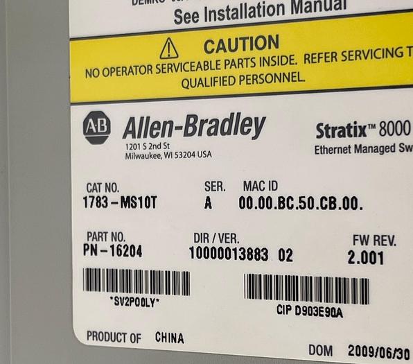 Used Allen-Bradley 1783-MS10T Ser A, 1783-MX08T (X2)