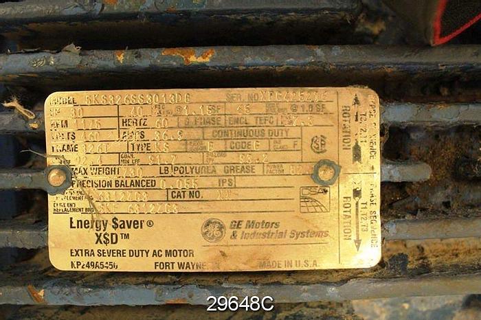 Used General Electric 5KS326SS3013D8 30 Hp-1175 Rpm Ac Motor #29648