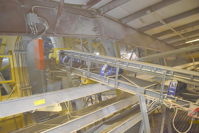 Used 2017 Used 23 ft long X 18”wide trough belt conveyor, Thomas Conveyor Company used 23’ incline troughing conveyor 23ft x 18"