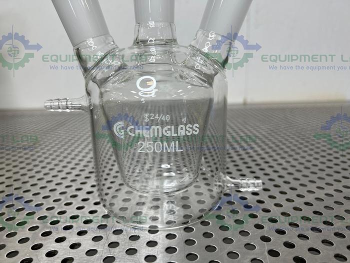 Chemglass  CG-1576-04 250mL 3-Neck Jacketed European Flask 1-CN, 2-SN 24/40 Outer