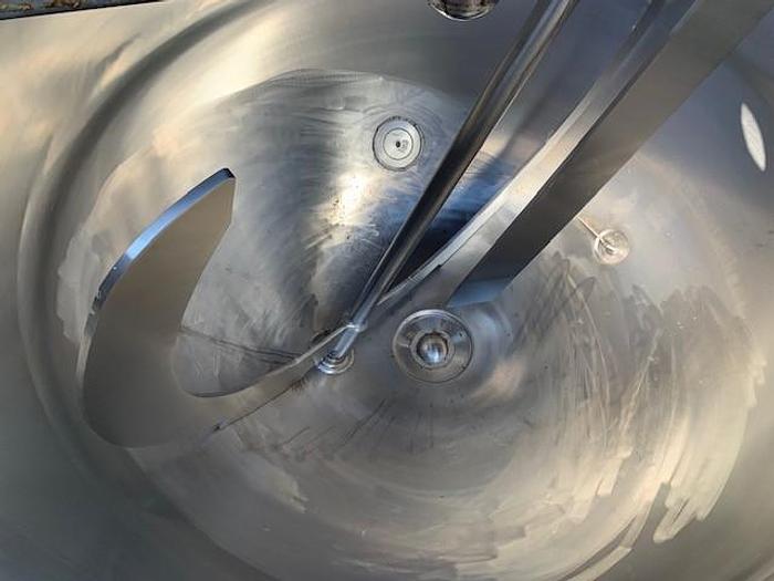 Used JC Pardo 500 Gallon Stainless Steel Jacketed Mixing Kettle with Sickle Blade Agitation