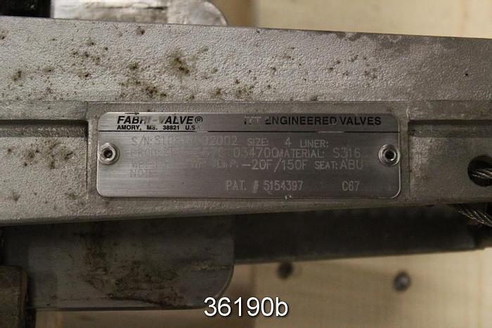 Used Fabri 4" Hand Operated Knife Gate Valve, FV-C6702034700 #36190