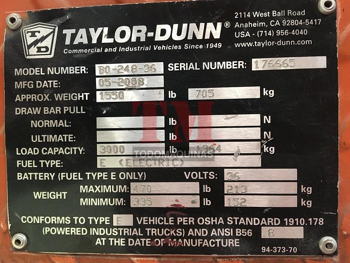 Usado 2008 Taylor Dunn B0-248-36