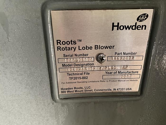 Used Used PdBlower Pressure Package consisting of acoustic housing with (1) Roots 624 RAM TR positive displacement blower