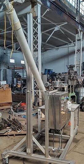 Used 4" Hapman flexible feeder on stainless mobile cart 96" discharge