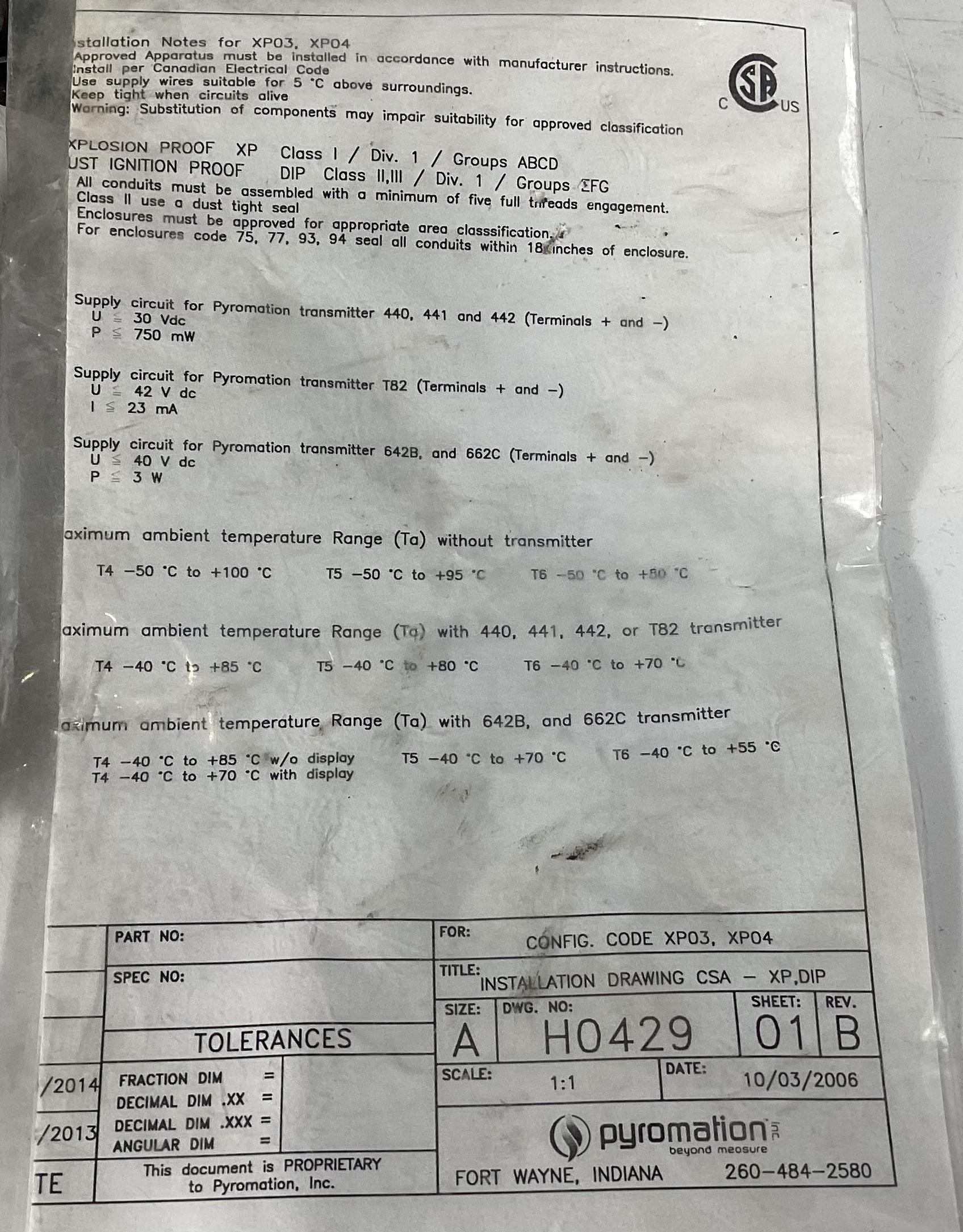 Sensor, Temperature, Thermocouple, FCX, 3/4"x1/2"x2-1/2"