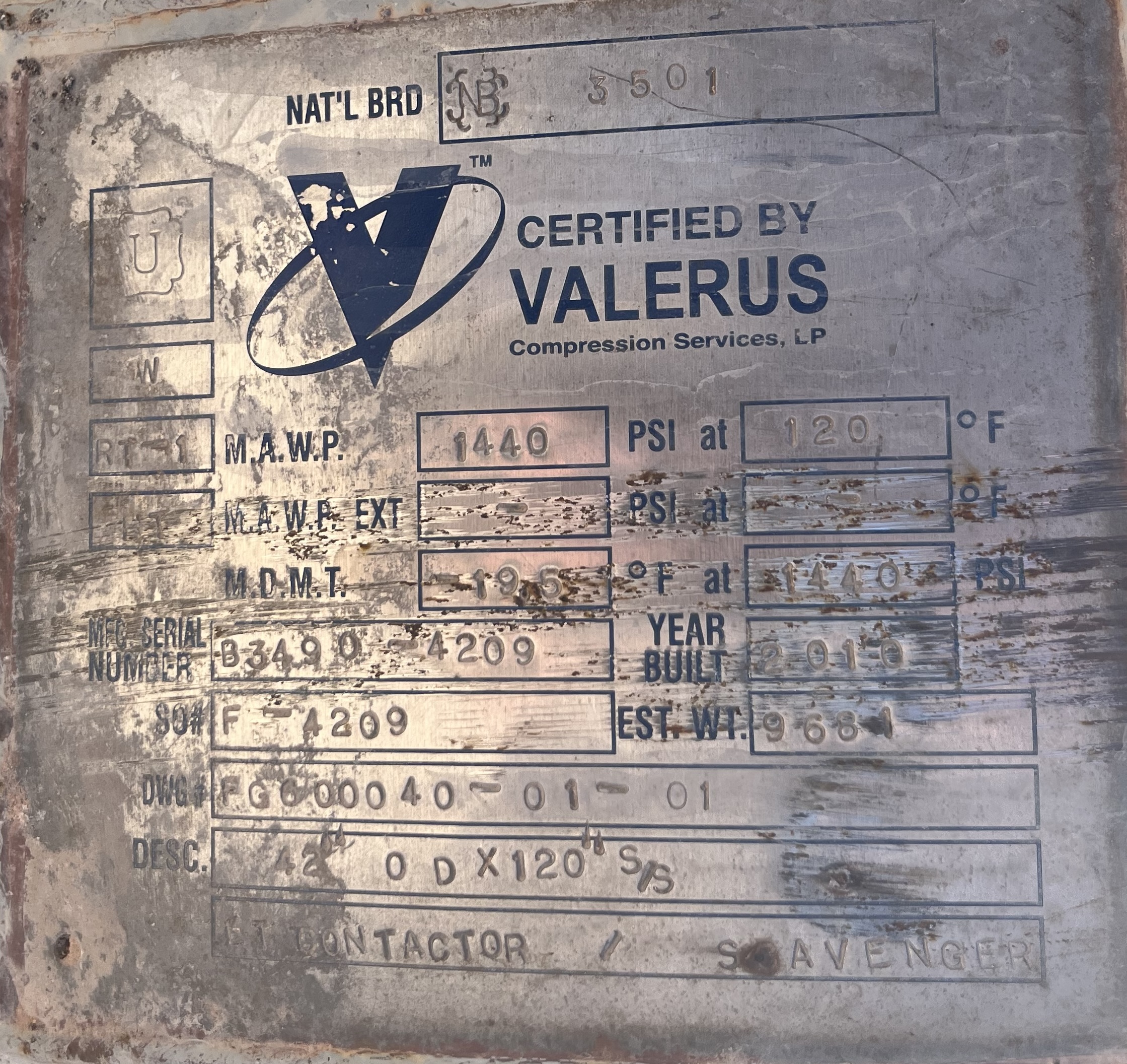 Contactor, Scavenger, 42"x10', 1440#