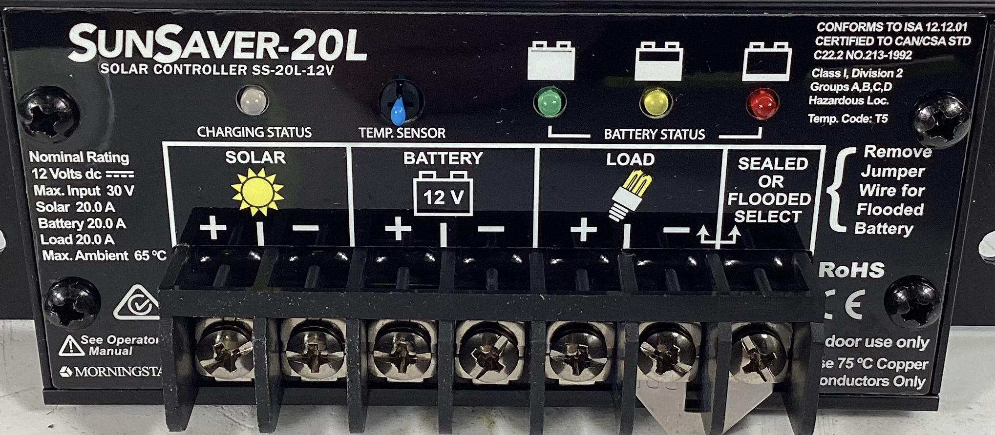 Controller, Solar, SunSaver-20L, 12v