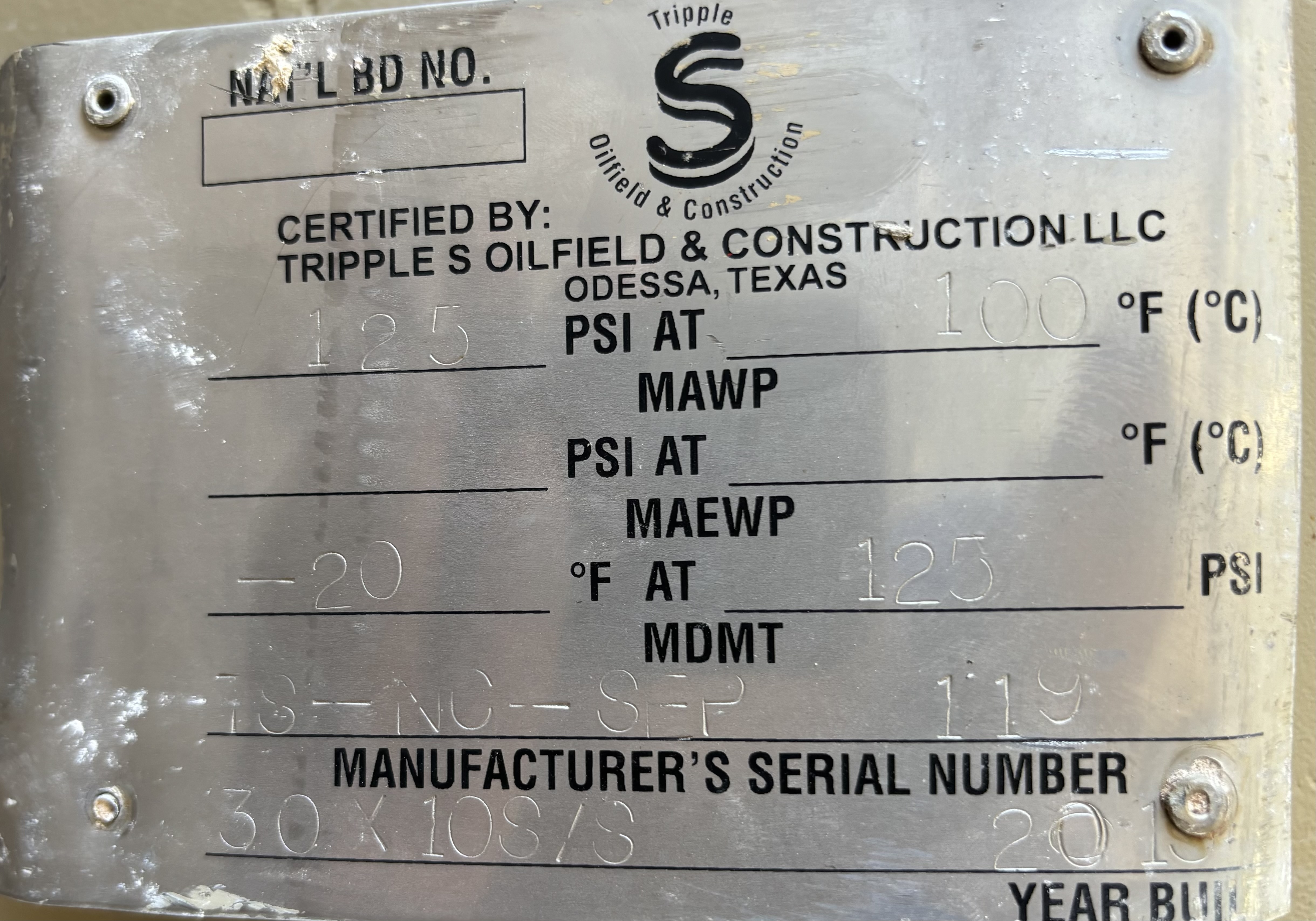 Separator, Vertical, 3P, 30"x10', 125#