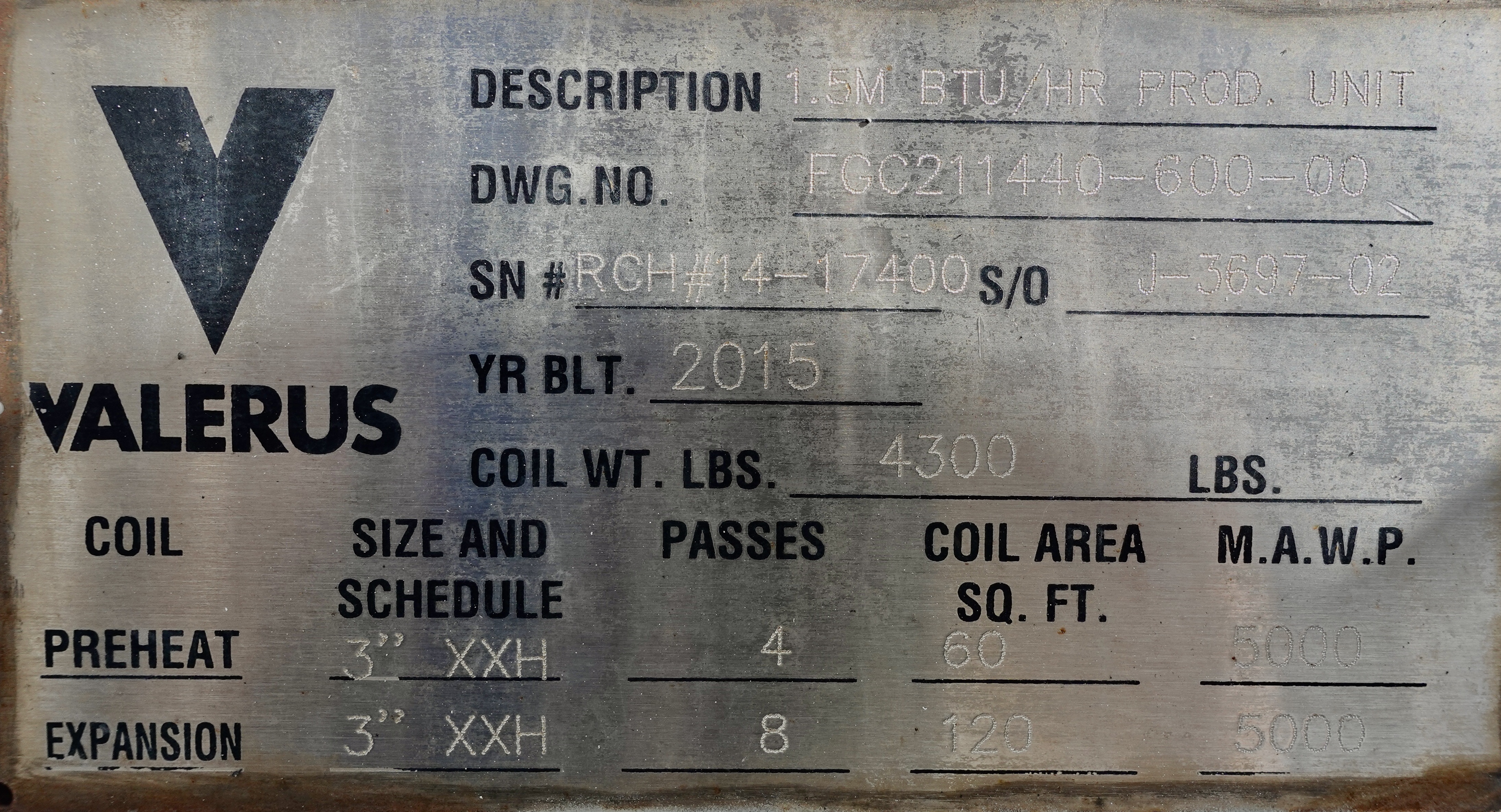 Used 2015 Valerus 3", 5000# Coil