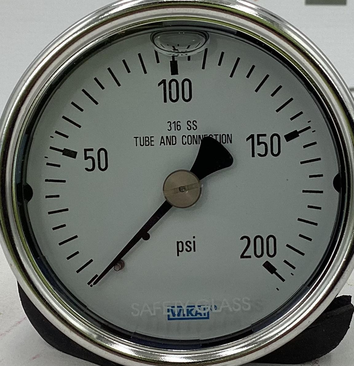 Gauge, Pressure, Liquid Filled, 1/4"x2-1/2", 0-200#