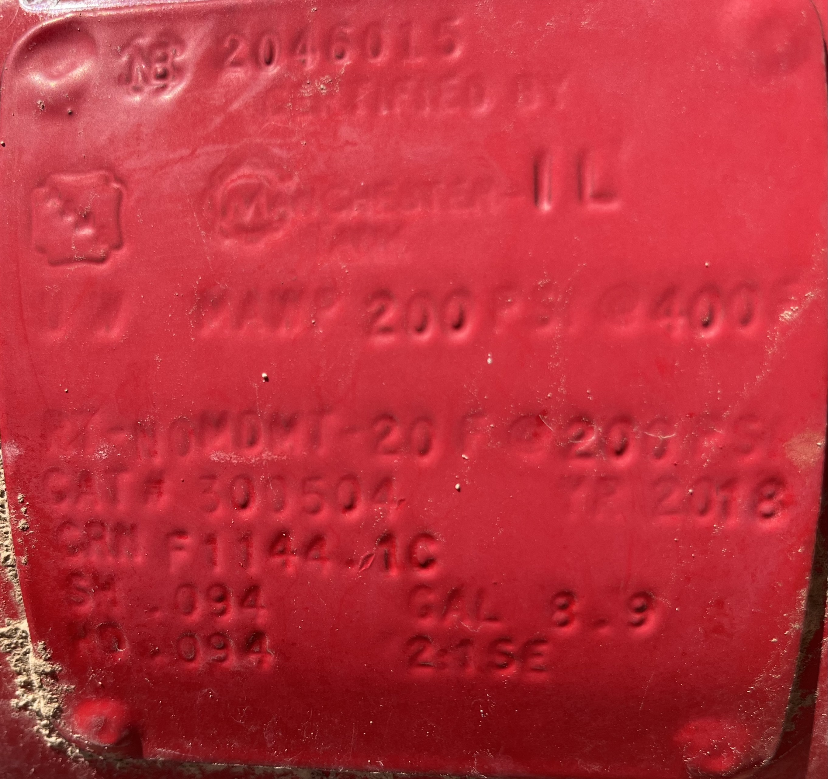 Used Blowcase, Horizontal, 8.9 gal, 200#