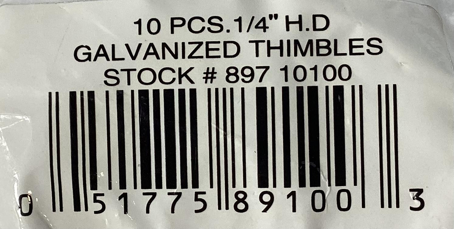 Thimble, 1/4", Galvanized, 10pcs/pk
