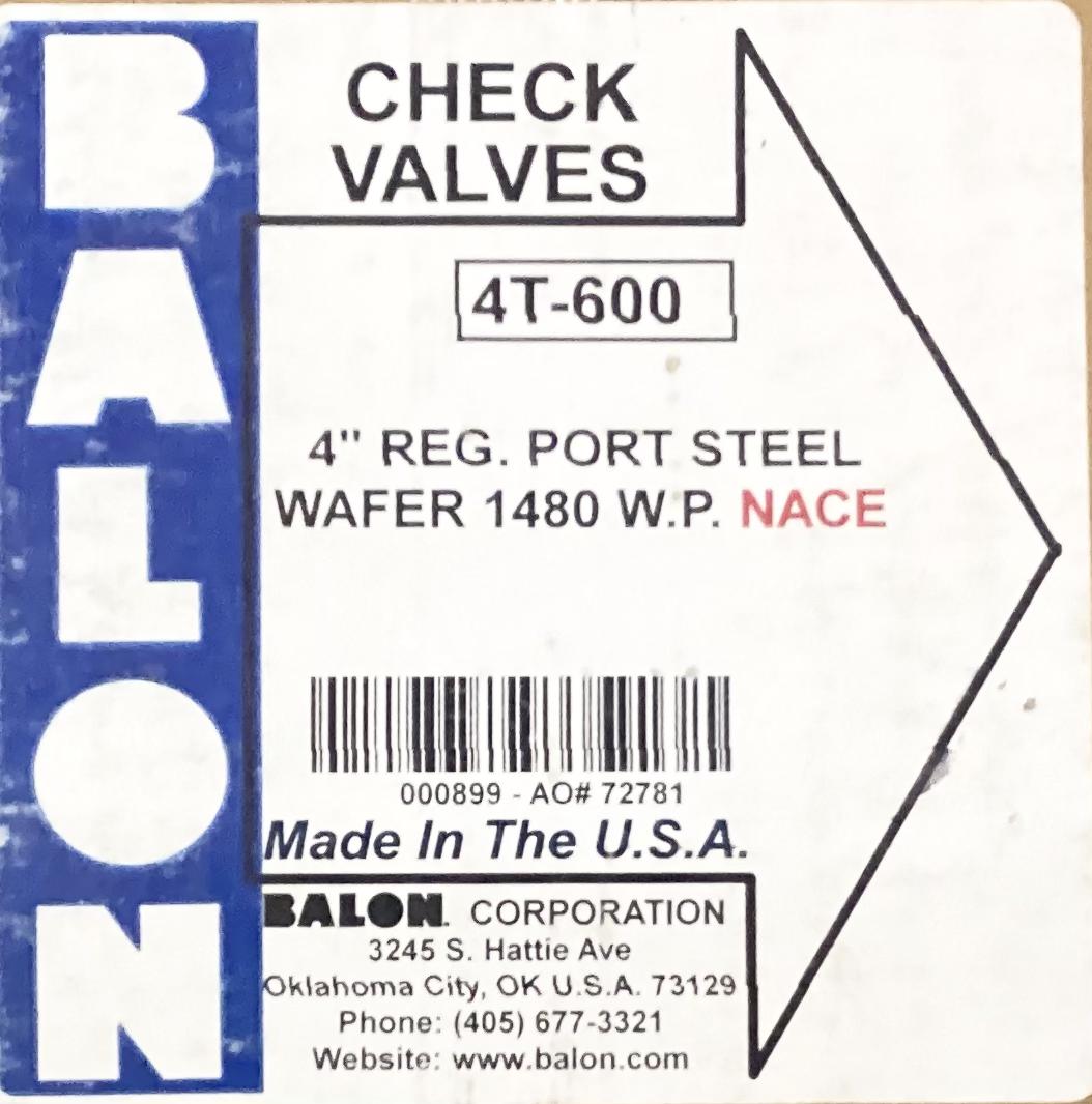 Valve, Check, Balon, 4", 1480#