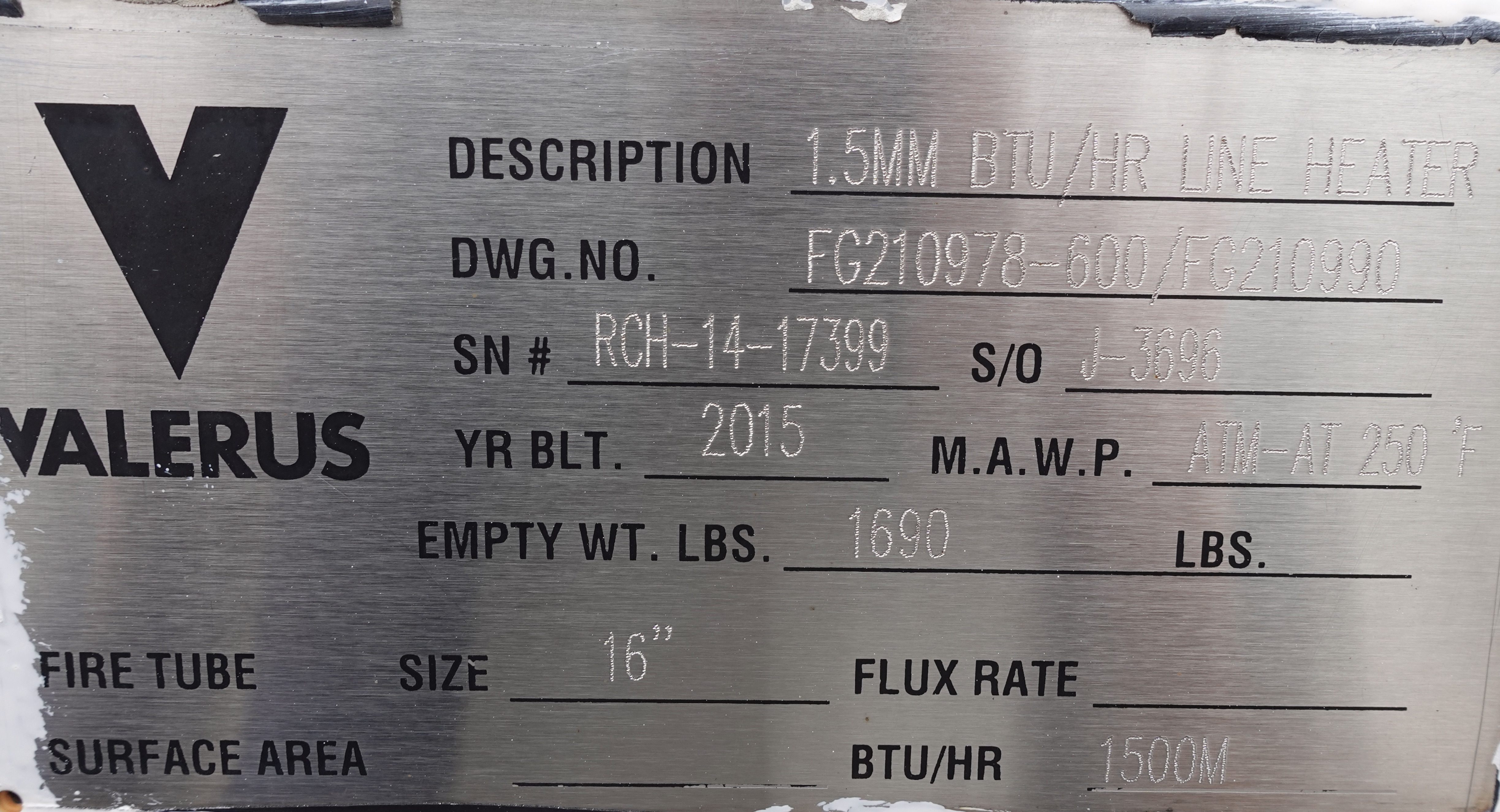 Used Line Heater, 1.5 mmbtu, 3", 5000#