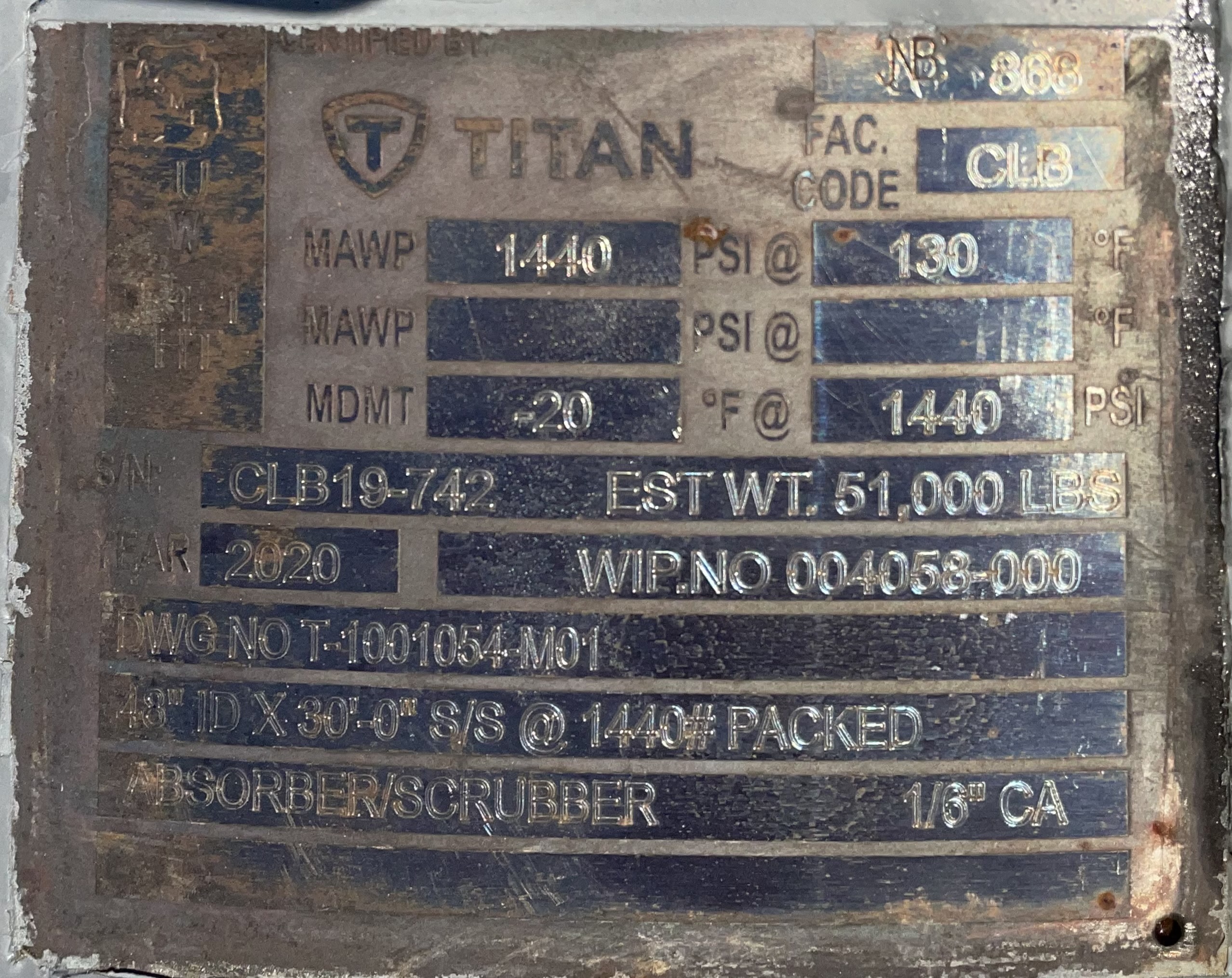 Tower, Glycol, Structured Packing, 48"IDx30', 1440#