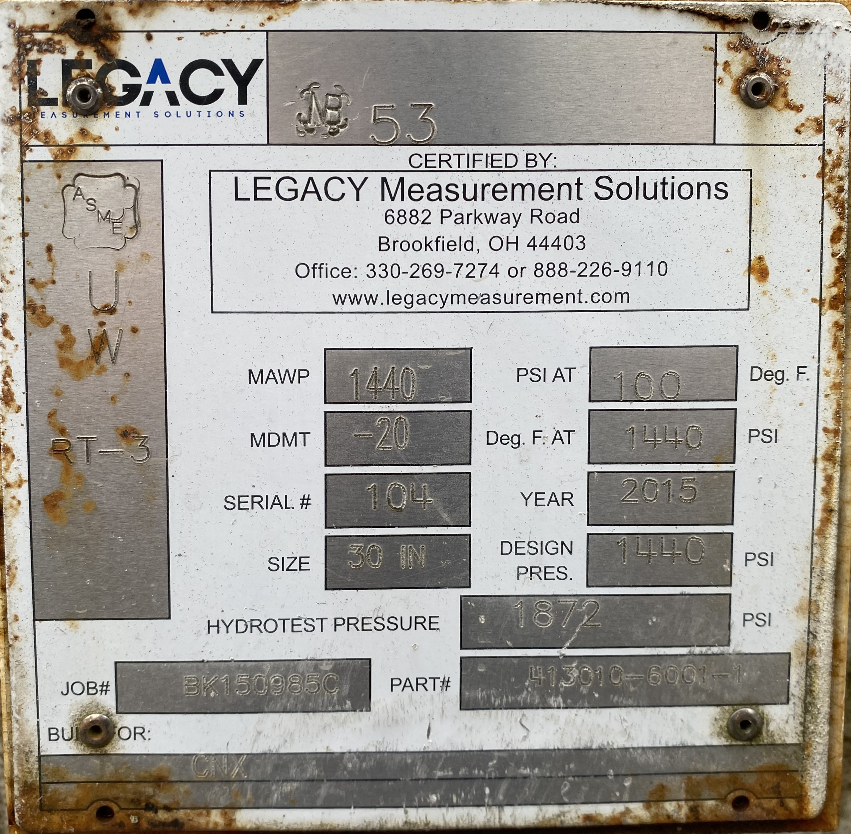 Used Separator, Horizontal, 3P, 30" x 10', 1440#