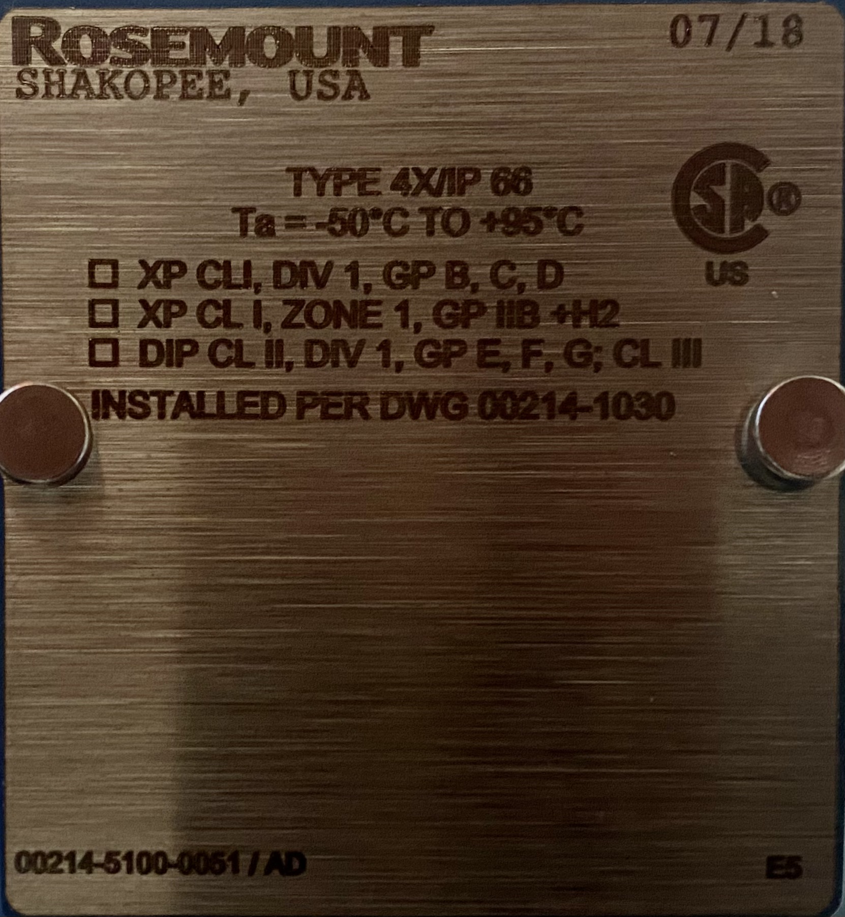 Thermocouple, Rosemount 214C, 1/2 inch NPT, 4.25 inch sensor