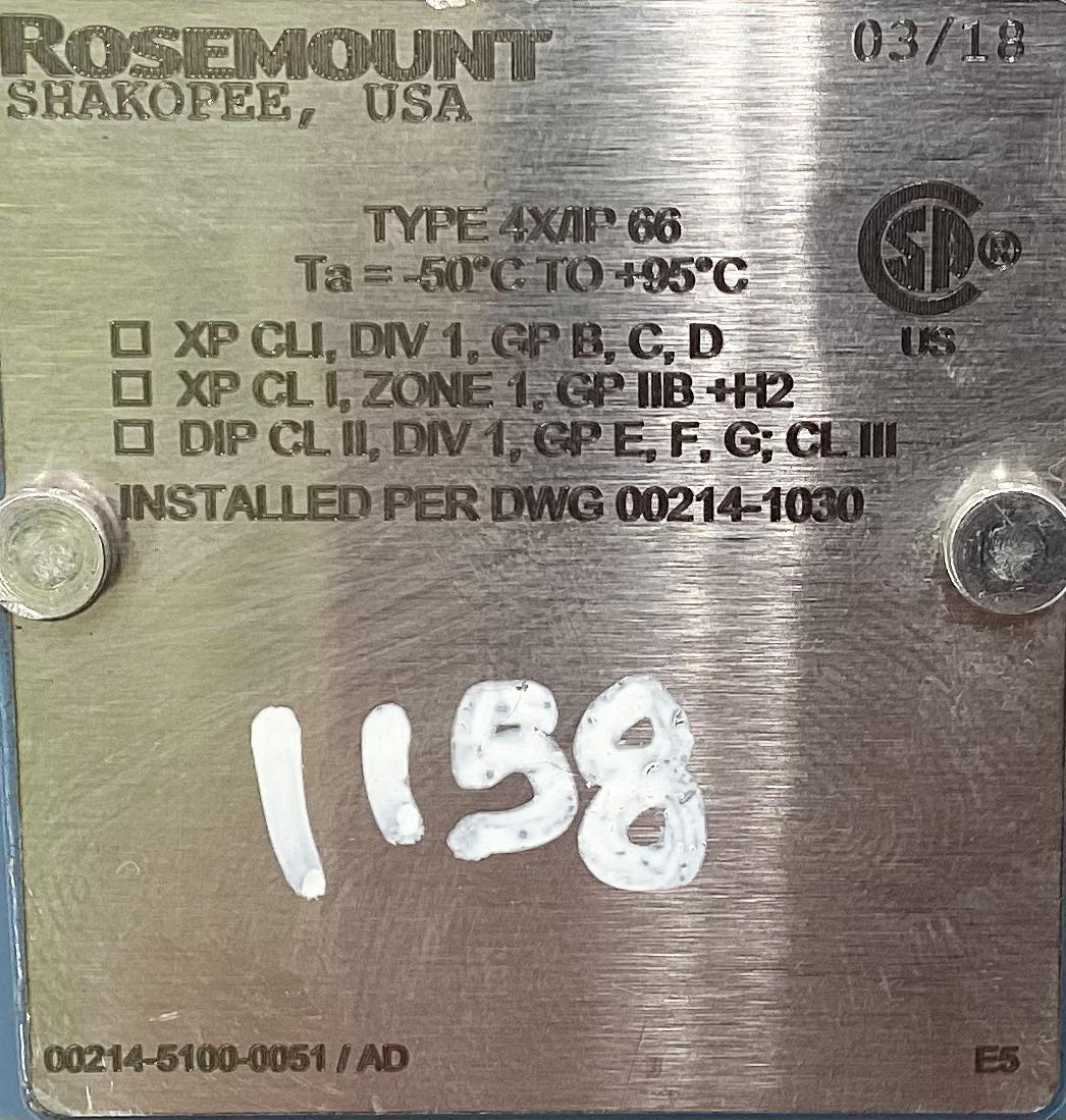 Thermocouple, Rosemount, 1/2"x4-1/4", -40 to 1200°F
