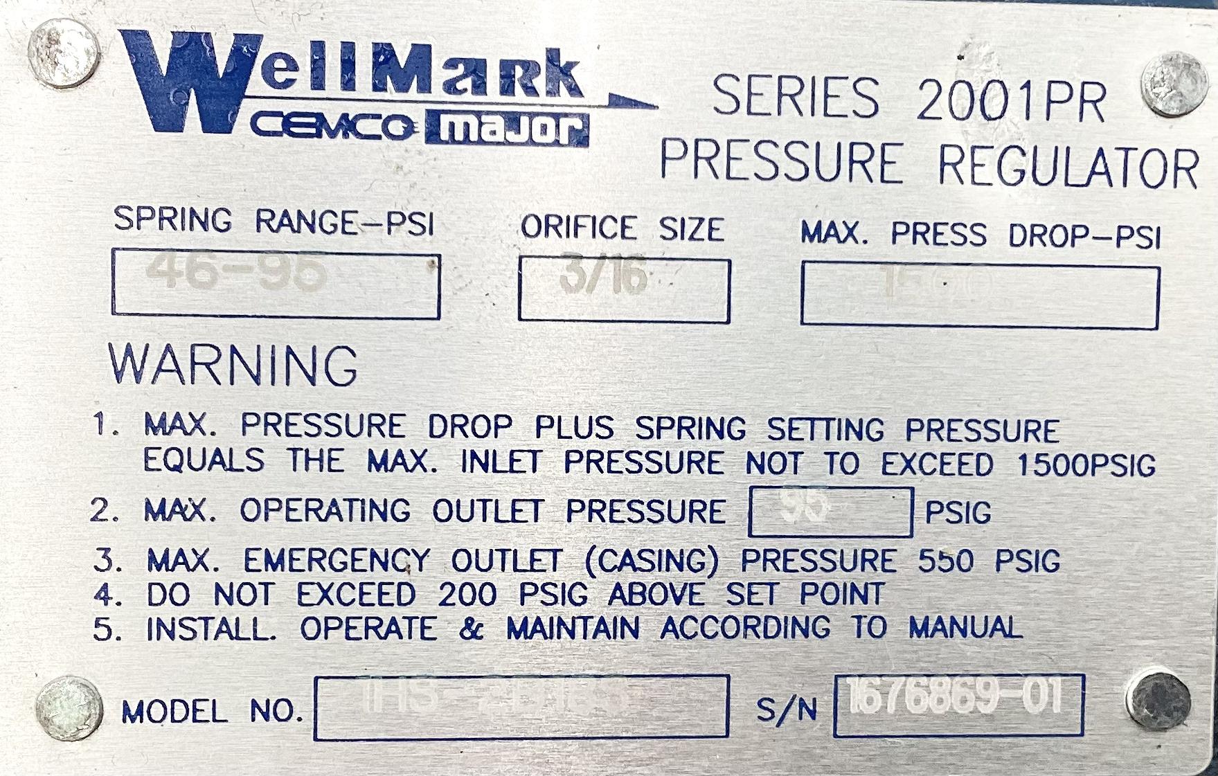 Regulator, Wellmark, 1", 46-95#