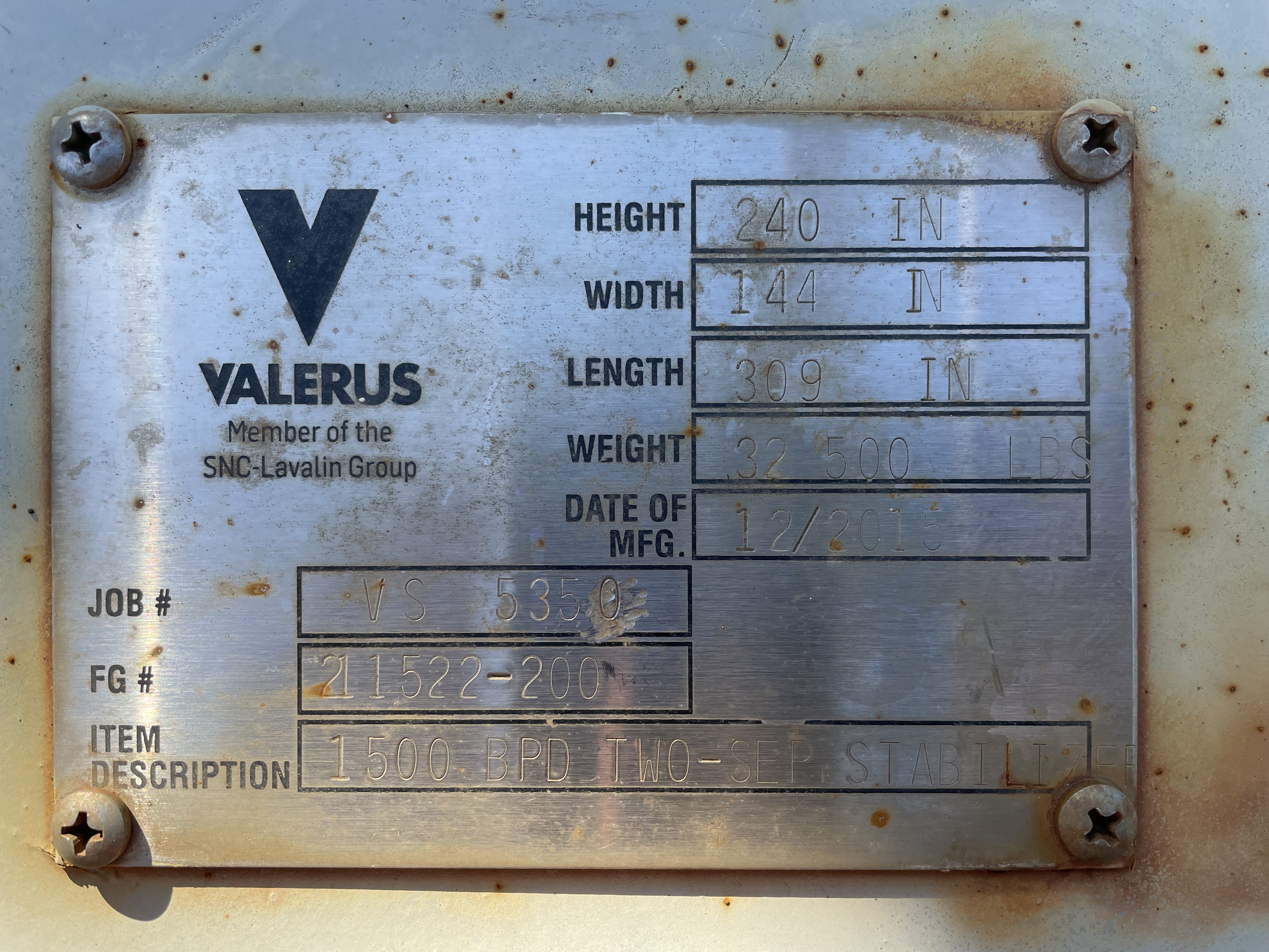 Used Stabilizer, 1500 bpd