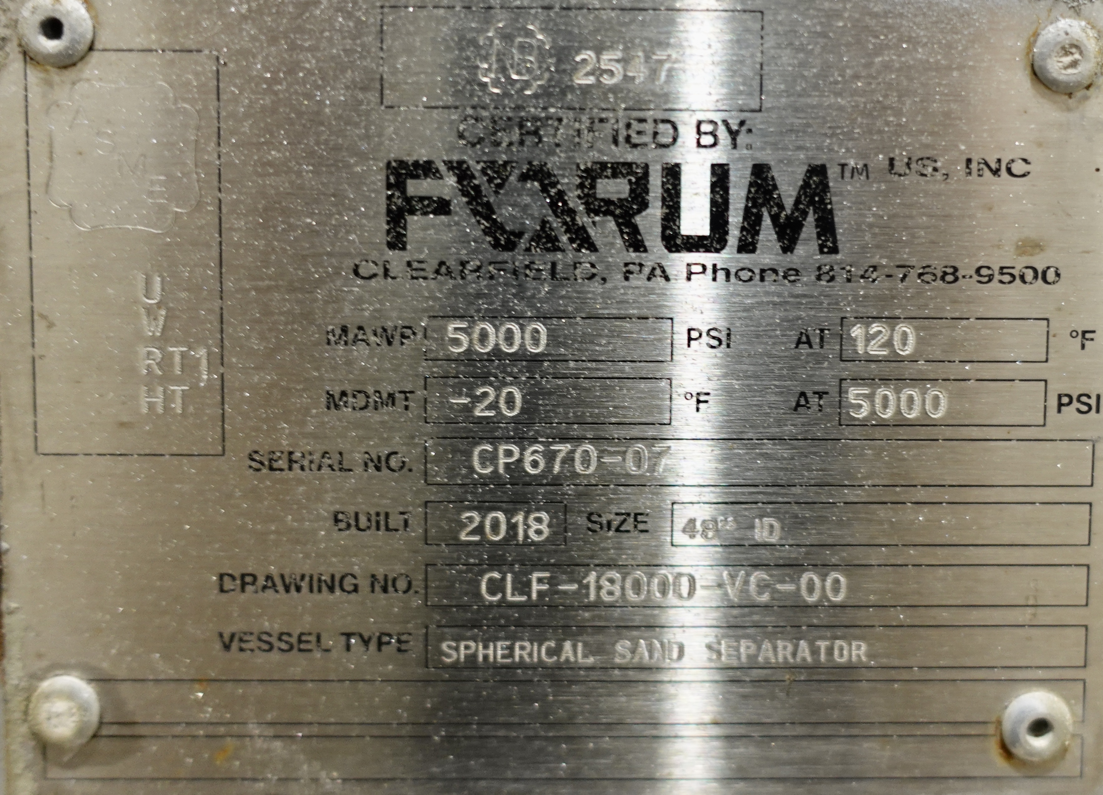 Used Sand Trap, Spherical, 48", 5000#