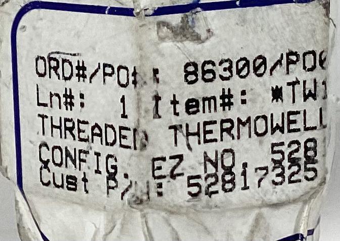 Thermowell, THD, 1/2"x3/4"x3", 316SS